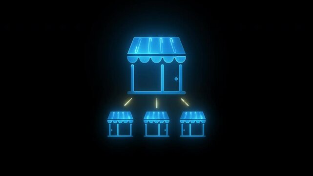 Franchise concept, a license that describes the relationship between the franchisor and franchisee including use of trademarks, fees, support and control. Franchise icon on transparent background.