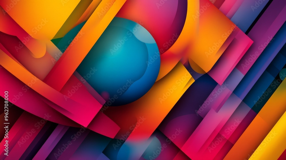 Aufkleber vibrant abstract geometric shapes featuring bold colors and dynamic patterns, ideal for modern desig