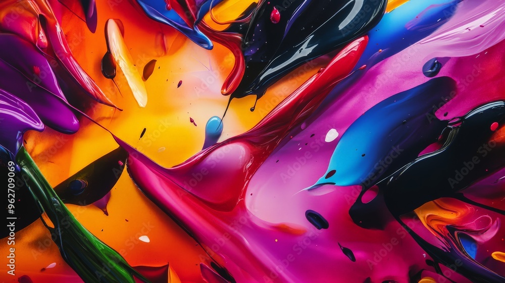 Aufkleber vibrant abstract painting with bold colors and dynamic shapes, creating a visually stunning and ener