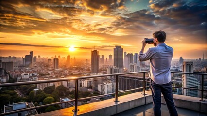 Urban Photographer Capturing Sunset