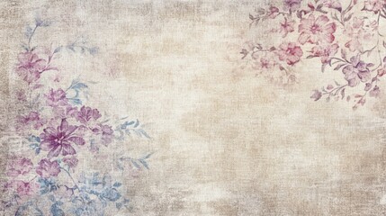 Vintage floral background texture with faded flowers and elegant petals in pastel colors, perfect for invitations, cards, and artistic projects.