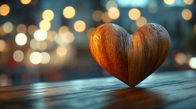 beige-brown heart symbol stands out against a blurred background, representing love, warmth, and serenity. The soft colors evoke feelings of comfort, stability, and emotional connection