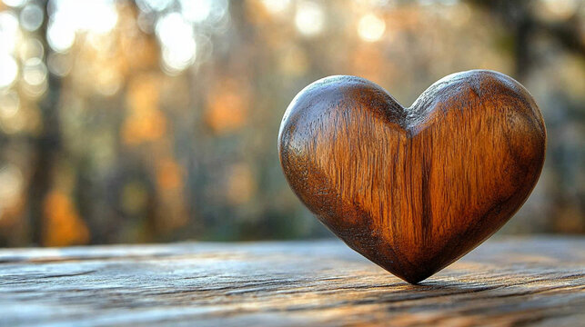 beige-brown heart symbol stands out against a blurred background, representing love, warmth, and serenity. The soft colors evoke feelings of comfort, stability, and emotional connection