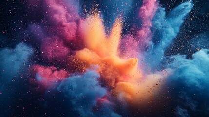 Fototapeta premium Abstract Colorful Explosion with Smoke and Glitter