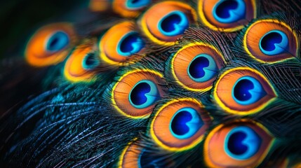 Peacock Feathers Close Up   Abstract Nature Background