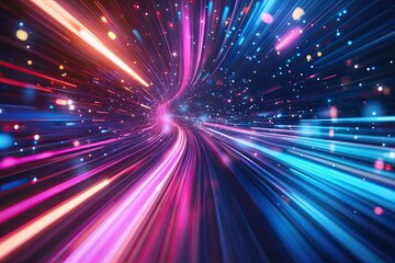 Obraz premium Abstract digital technology background. Innovation high-tech future network connection speed movement AI metaverse communication big data data transfer Network cyber light trails