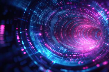 Obraz premium Abstract digital technology background. Innovation high-tech future network connection speed movement AI metaverse communication big data data transfer Network cyber light trails