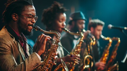 Saxophone Player Performing Live Music on Stage