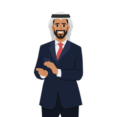 Businessman claps his hands. Gesture of admiration. Flat vector Character illustration