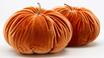 Plush pumpkins isolated on white background.