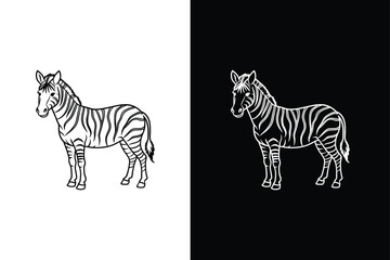 Zebra Line Icon vector Design. zebra line art vector, zebra icon, zebra crossing outline vector white black background