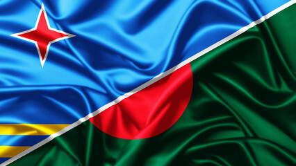 United waving flag of Aruba and Bangladesh