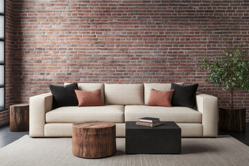 Modern loft apartment interiors with chic industrial design, artistic accents and cozy ambiance