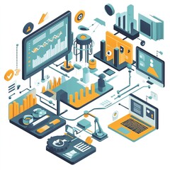 Obraz premium Global Marketing Automation Software, focusing on business development, CRM, and digital automation technology