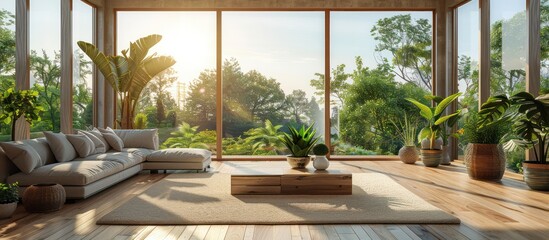 Fototapeta premium Modern Living Room with Expansive View