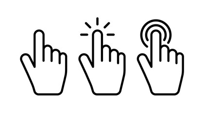 Set of mouse click cursor hand icons. Vector illustration