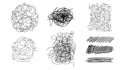 Hand drawn tangled abstract scribble lines. Doodle sketch illustrations