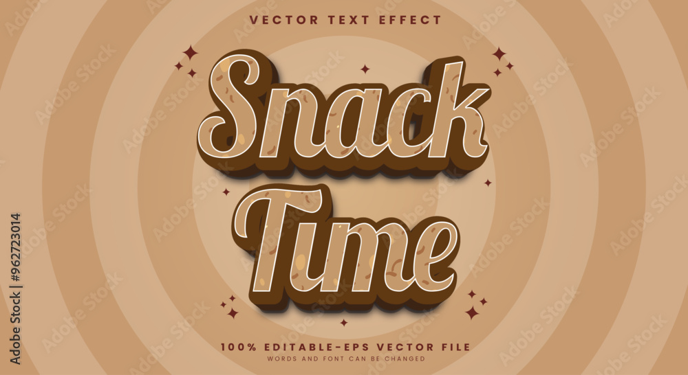 Poster fun snacks time editable text effect template with abstract background style