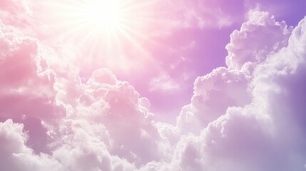 Bright sunbeams painting sky in pastel shades