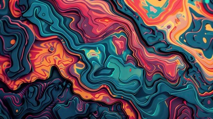 A vibrant abstract design featuring flowing patterns and colors, evoking a sense of movement and creativity.