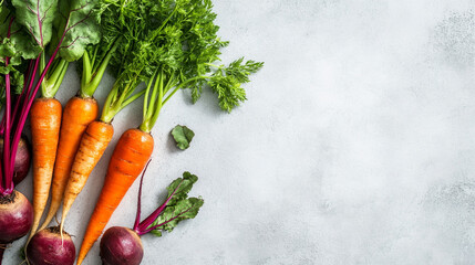 Fresh Beets and Carrots on Dark Background