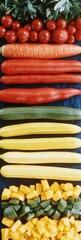 Fototapeta premium Colorful Still Life of Vegetables in Striped Pattern