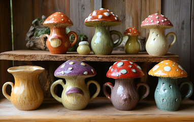 Charming Mushroom Mug with Rustic Woodland Design