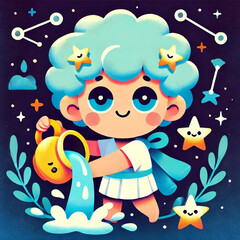 Naklejka premium 水瓶座イメージイラスト