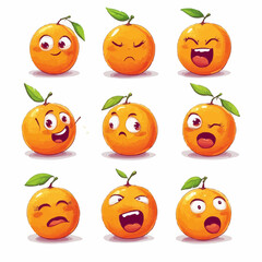 A grid of cartoon oranges displaying various facial expressions.