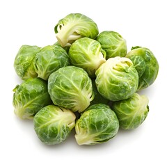 Fototapeta premium Macro Shot of Appetizing Roasted Brussels Sprouts on White Background