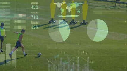 Soccer training session with players, performance metrics and data analysis animation - Powered by Adobe