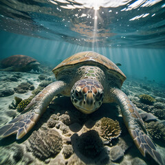 Sea Turtle swimming in ocean