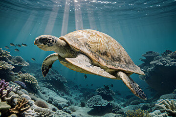 Sea Turtle swimming in ocean