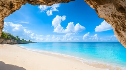 Stunning beach views from inside the cave
