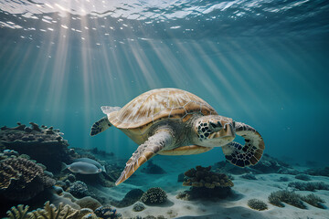 Sea Turtle swimming in ocean