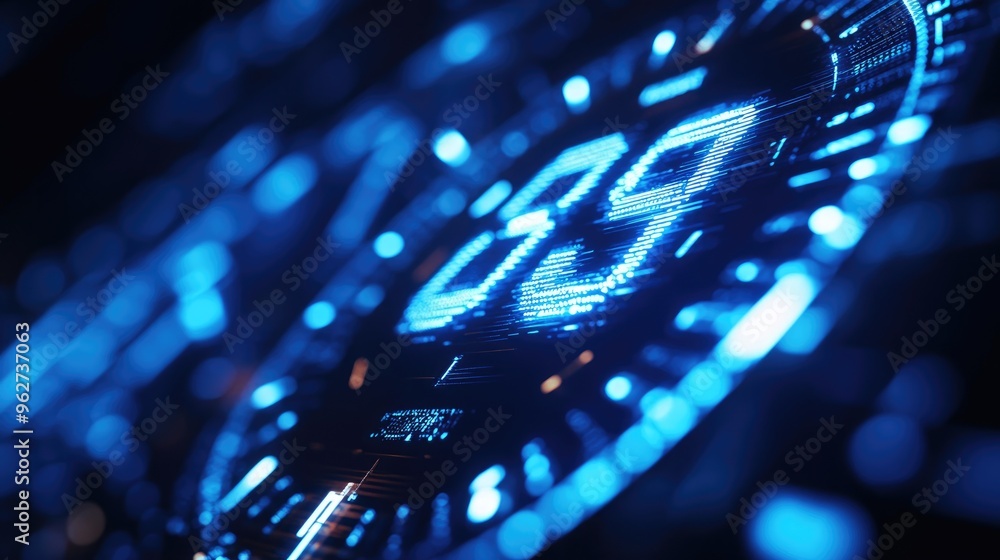 Poster a close-up view of a digital display showing the number 89 in a futuristic blue design.
