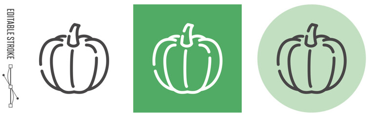 野菜・かぼちゃ｜ライン・アイコン　[線の編集可能]