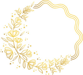 Obraz premium Frame of garden rose with stem and leaves. Hand drawn sketch. Borders and dividers, frame corners and branch. Boho Hand drawn line wedding herb, leaves for invitation save the date card