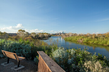 Wetlands with St. Thomas mission in background Yuma, AZ