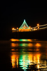 Manhattan Beach Pier adorned with festive lights!
