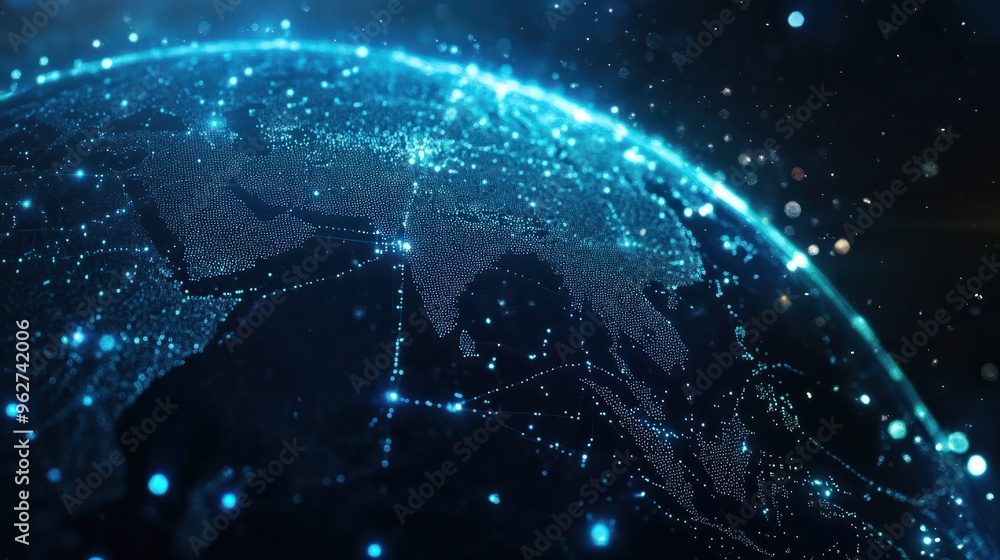 Poster global network, abstract data background.