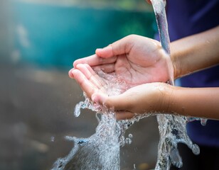 Fototapeta premium washing hands in water