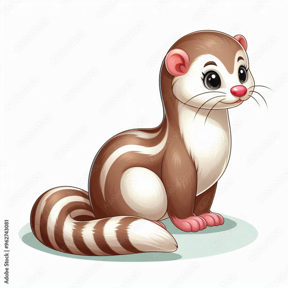 Sticker Cute Weasel Vector Cartoon illustration