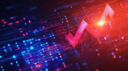 raise arrow chart digital transformation abstract technology background. Big data and business growth currency stock and investment economy