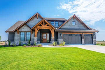 Modern Farmhouse with Stone Accents