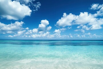 Fototapeta premium Blue Ocean, Water Surface and Blue Sky, ai