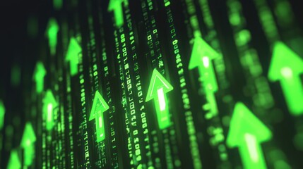 Obraz premium Green Arrows on a Digital Background