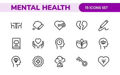 Mental Health and Psychology Icons: A Complete Collection for Therapy Sessions, Counseling, Emotional Well-being, Support Services, and Wellness Programs