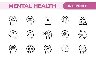 Mental Health and Psychology Icons: A Complete Collection for Therapy Sessions, Counseling, Emotional Well-being, Support Services, and Wellness Programs