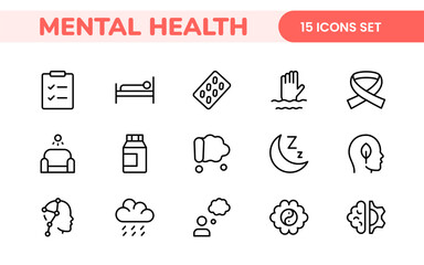 Mental Health and Psychology Icons: A Complete Collection for Therapy Sessions, Counseling, Emotional Well-being, Support Services, and Wellness Programs